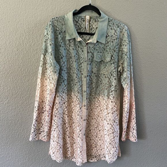 Aratta Silent Journey Tunic Womens Small Ombré Button Front Lace Anthropologie - Picture 1 of 13